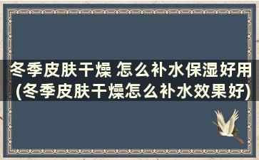 冬季皮肤干燥 怎么补水保湿好用(冬季皮肤干燥怎么补水效果好)